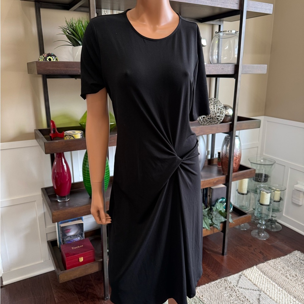Mossimo Supply Co. Black Midi Dress with Front Twist